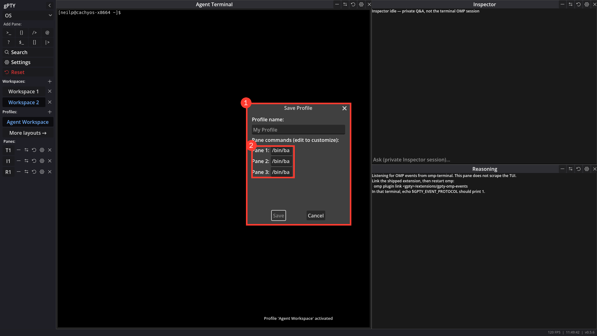 The Save Profile dialog on v0.5.6
